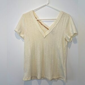 Large Pilcro Vneck ribbed knit blouse